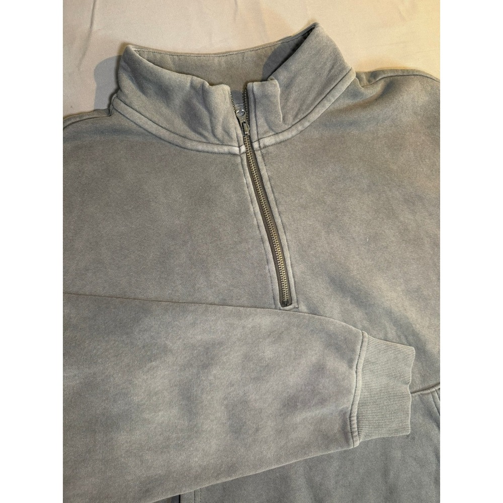 Original Use Mens Quarter Zip Sweatshirt Gray Mineral Wash Fleece Pullover L NWT